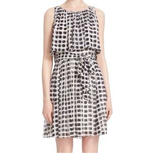 KATE SPADE New York Silk Chiffon Island Stamp Print Fit-N-Flare Sleeveless Dress